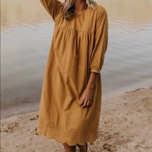New with tags Roolee Mustard Eyelet Dress xs